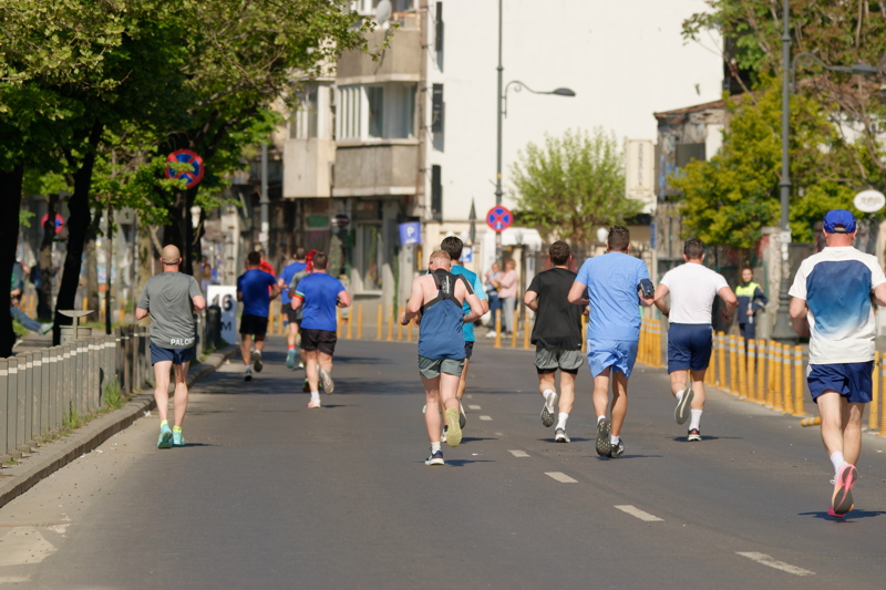 Young people running